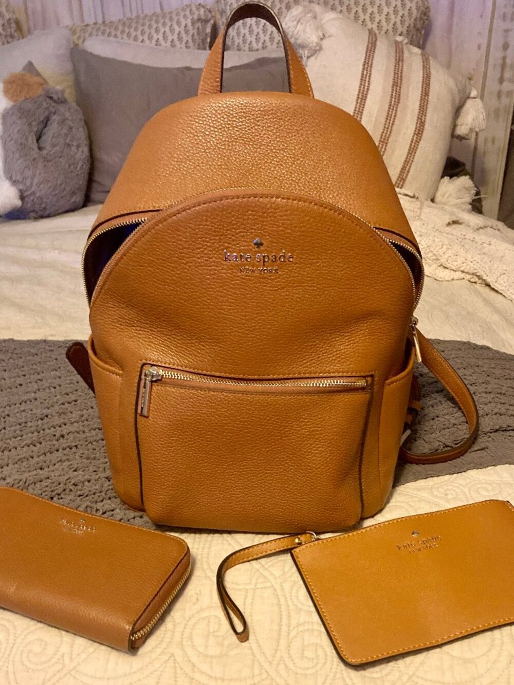 Kate Spade Chelsea Medium Backpack, Leila Large Continental Wallet, Wristlet
